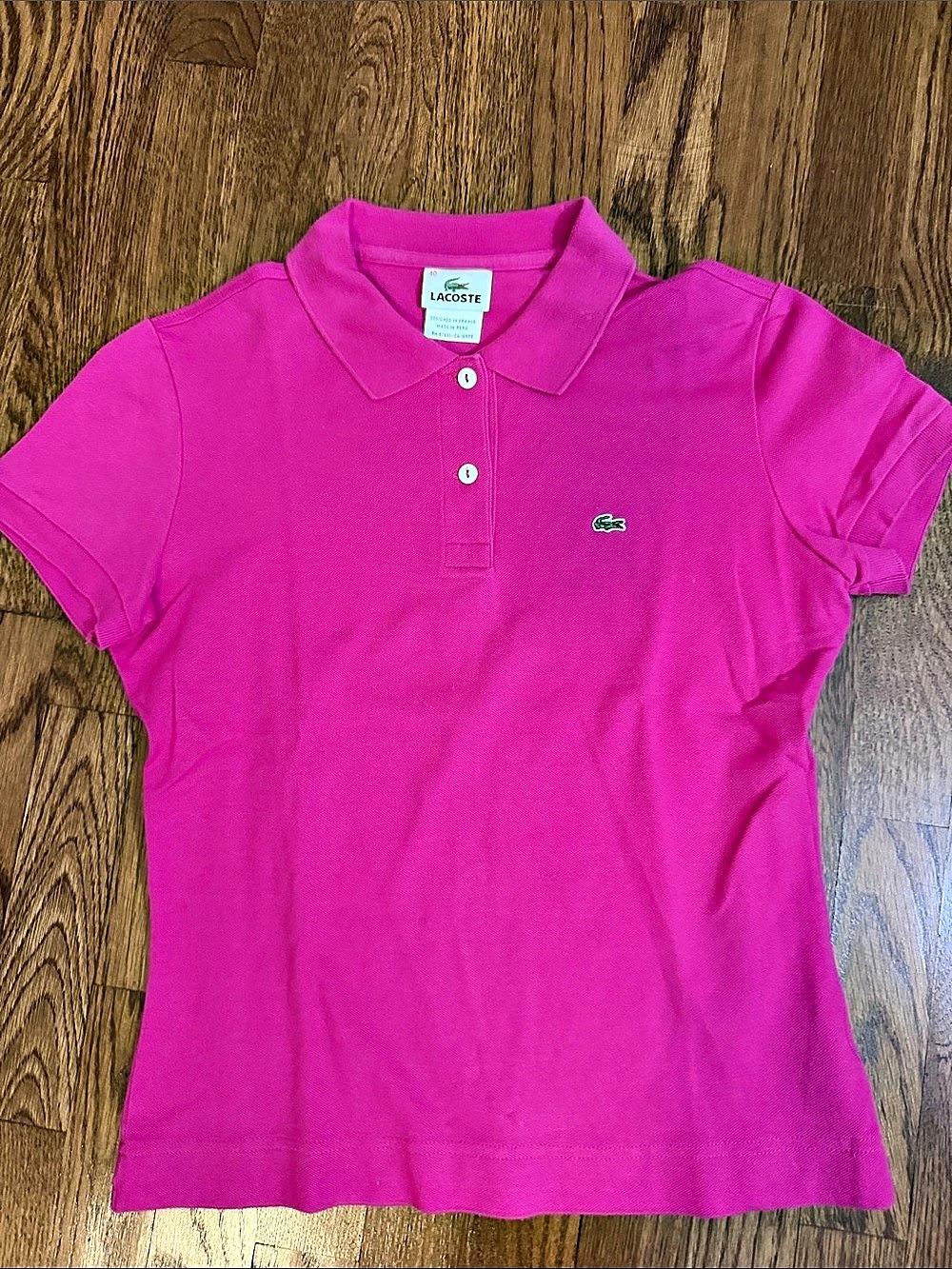 Lacoste Classic slim Fit Polo Shirt Pink Polo Shirt Size 40 Like New
